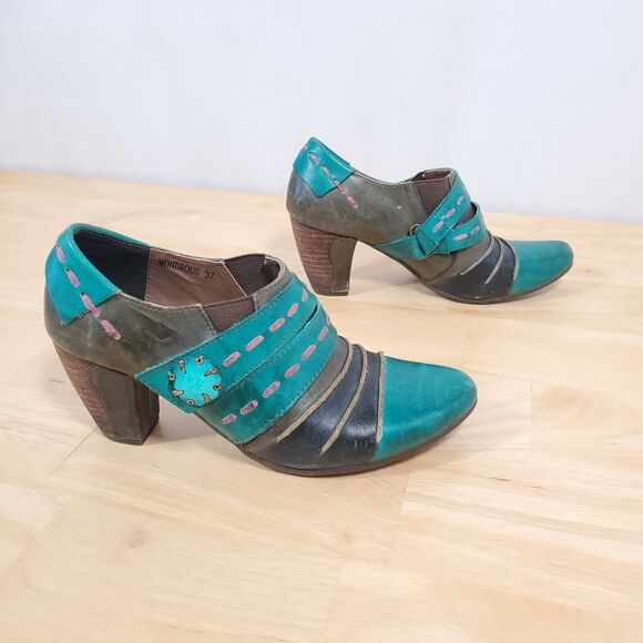 Spring Step Teal and Gray Ankle Booties - Picture 4 of 11